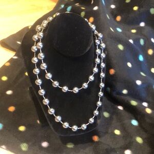 Grey beaded long necklace